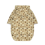 Beige Paw And Bone Pattern Print Dog Zip Up Hoodie