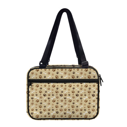 Beige Paw And Bone Pattern Print Double Strap Bible Bag