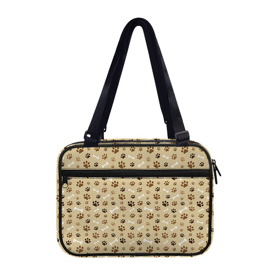 Beige Paw And Bone Pattern Print Double Strap Bible Bag