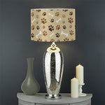 Beige Paw And Bone Pattern Print Drum Lamp Shade