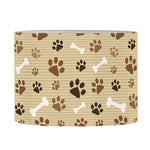 Beige Paw And Bone Pattern Print Drum Lamp Shade