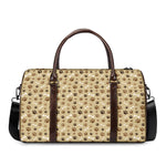 Beige Paw And Bone Pattern Print Duffle Bag