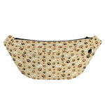 Beige Paw And Bone Pattern Print Fanny Pack