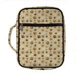 Beige Paw And Bone Pattern Print Front Pocket Bible Bag