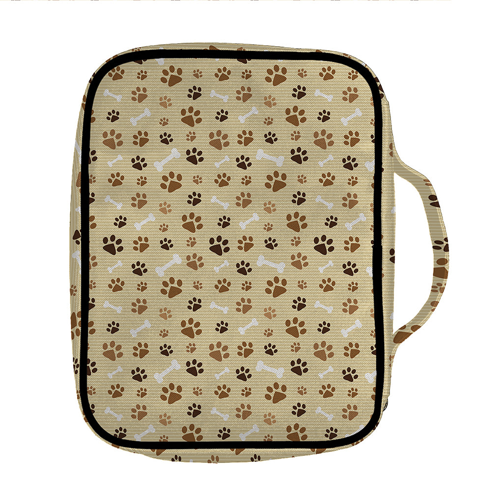 Beige Paw And Bone Pattern Print Front Pocket Bible Bag