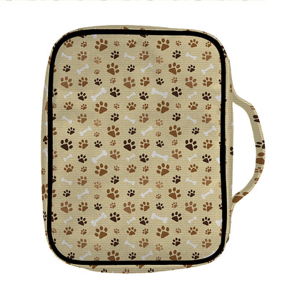 Beige Paw And Bone Pattern Print Front Pocket Bible Bag
