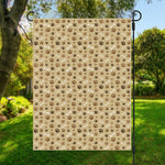 Beige Paw And Bone Pattern Print Garden Flag
