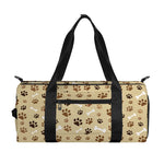 Beige Paw And Bone Pattern Print Gym Bag