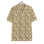 Beige Paw And Bone Pattern Print Hawaiian Shirt