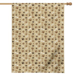 Beige Paw And Bone Pattern Print House Flag