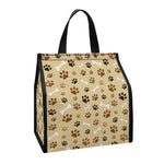Beige Paw And Bone Pattern Print Insulated Lunch Tote