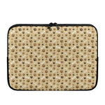 Beige Paw And Bone Pattern Print Laptop Sleeve