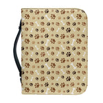 Beige Paw And Bone Pattern Print Leather Bible Cover