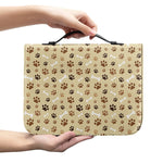 Beige Paw And Bone Pattern Print Leather Bible Cover