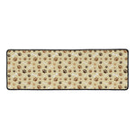 Beige Paw And Bone Pattern Print Long Kitchen Mat