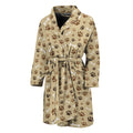 Beige Paw And Bone Pattern Print Men's Bathrobe