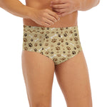 Beige Paw And Bone Pattern Print Men's Briefs