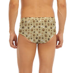 Beige Paw And Bone Pattern Print Men's Briefs