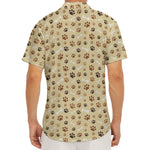 Beige Paw And Bone Pattern Print Men's Deep V-Neck Shirt