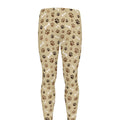 Beige Paw And Bone Pattern Print Men's Leggings