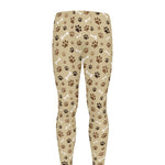 Beige Paw And Bone Pattern Print Men's leggings