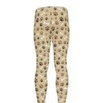 Beige Paw And Bone Pattern Print Men's leggings