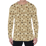 Beige Paw And Bone Pattern Print Men's Long Sleeve T-Shirt