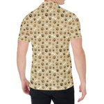 Beige Paw And Bone Pattern Print Men's Shirt