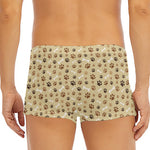 Beige Paw And Bone Pattern Print Men's Short Boxer Briefs