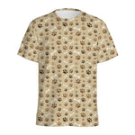 Beige Paw And Bone Pattern Print Men's Sports T-Shirt
