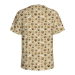 Beige Paw And Bone Pattern Print Men's Sports T-Shirt