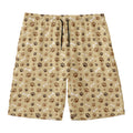 Beige Paw And Bone Pattern Print Men's Swim Trunks