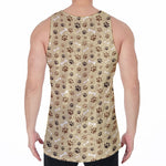 Beige Paw And Bone Pattern Print Men's Velvet Tank Top