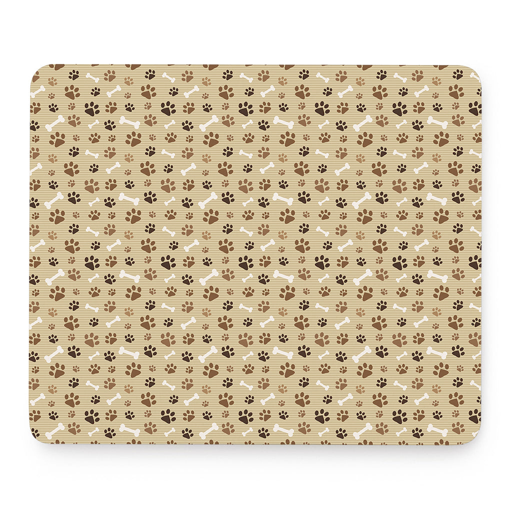 Beige Paw And Bone Pattern Print Mouse Pad