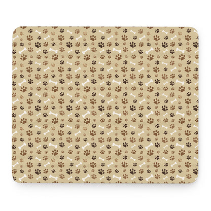 Beige Paw And Bone Pattern Print Mouse Pad
