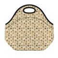Beige Paw And Bone Pattern Print Neoprene Lunch Bag