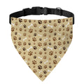 Beige Paw And Bone Pattern Print Over The Collar Dog Bandana
