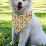 Beige Paw And Bone Pattern Print Over The Collar Dog Bandana