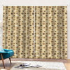 Beige Paw And Bone Pattern Print Pencil Pleat Curtains