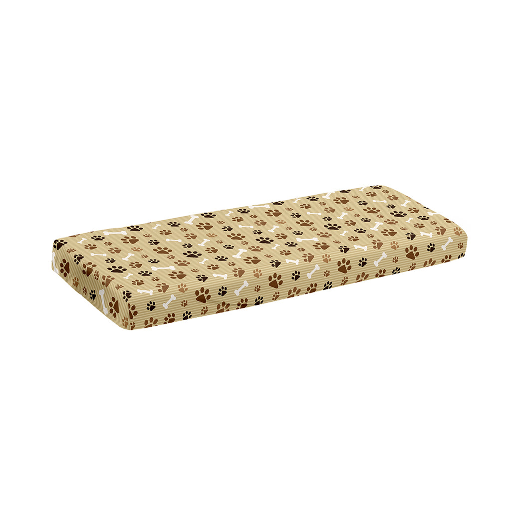 Beige Paw And Bone Pattern Print Piano Keyboard Cover
