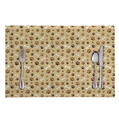 Beige Paw And Bone Pattern Print Placemat