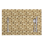 Beige Paw And Bone Pattern Print Placemat