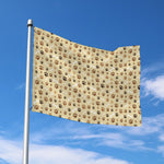 Beige Paw And Bone Pattern Print Polyester Flag