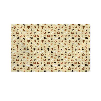 Beige Paw And Bone Pattern Print Polyester Flag