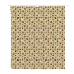Beige Paw And Bone Pattern Print Polyester Shower Curtain