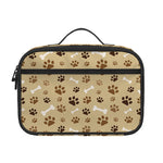 Beige Paw And Bone Pattern Print Portable Lunch Bag