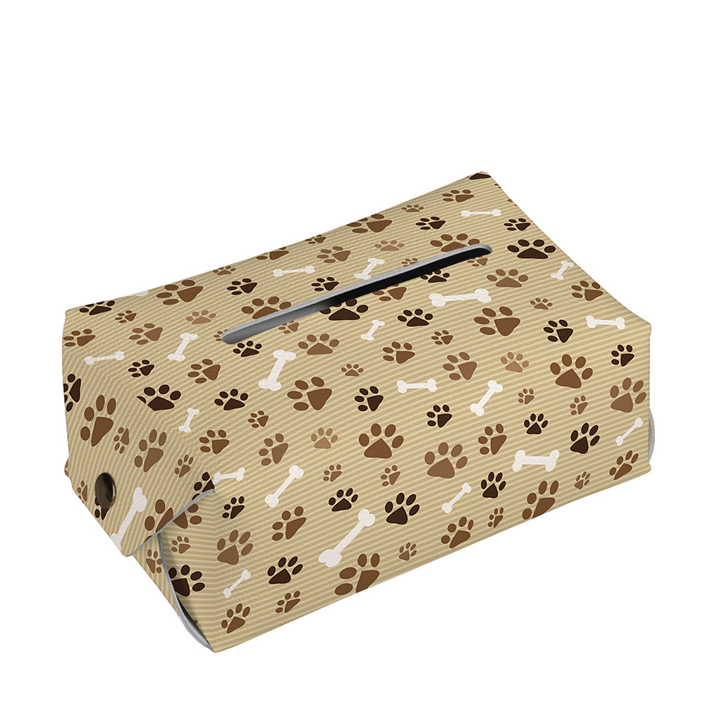 Beige Paw And Bone Pattern Print Rectangle Tissue Box Cover