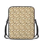 Beige Paw And Bone Pattern Print Rectangular Crossbody Bag