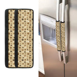 Beige Paw And Bone Pattern Print Refrigerator Handle Covers