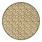 Beige Paw And Bone Pattern Print Round Floor Mat
